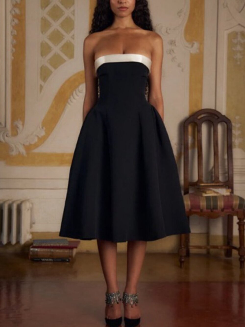 Black Strapless Mirror Palais Opera Dress